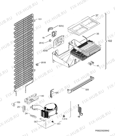 Взрыв-схема холодильника Aeg ABS8181LNC - Схема узла Cooling system 017